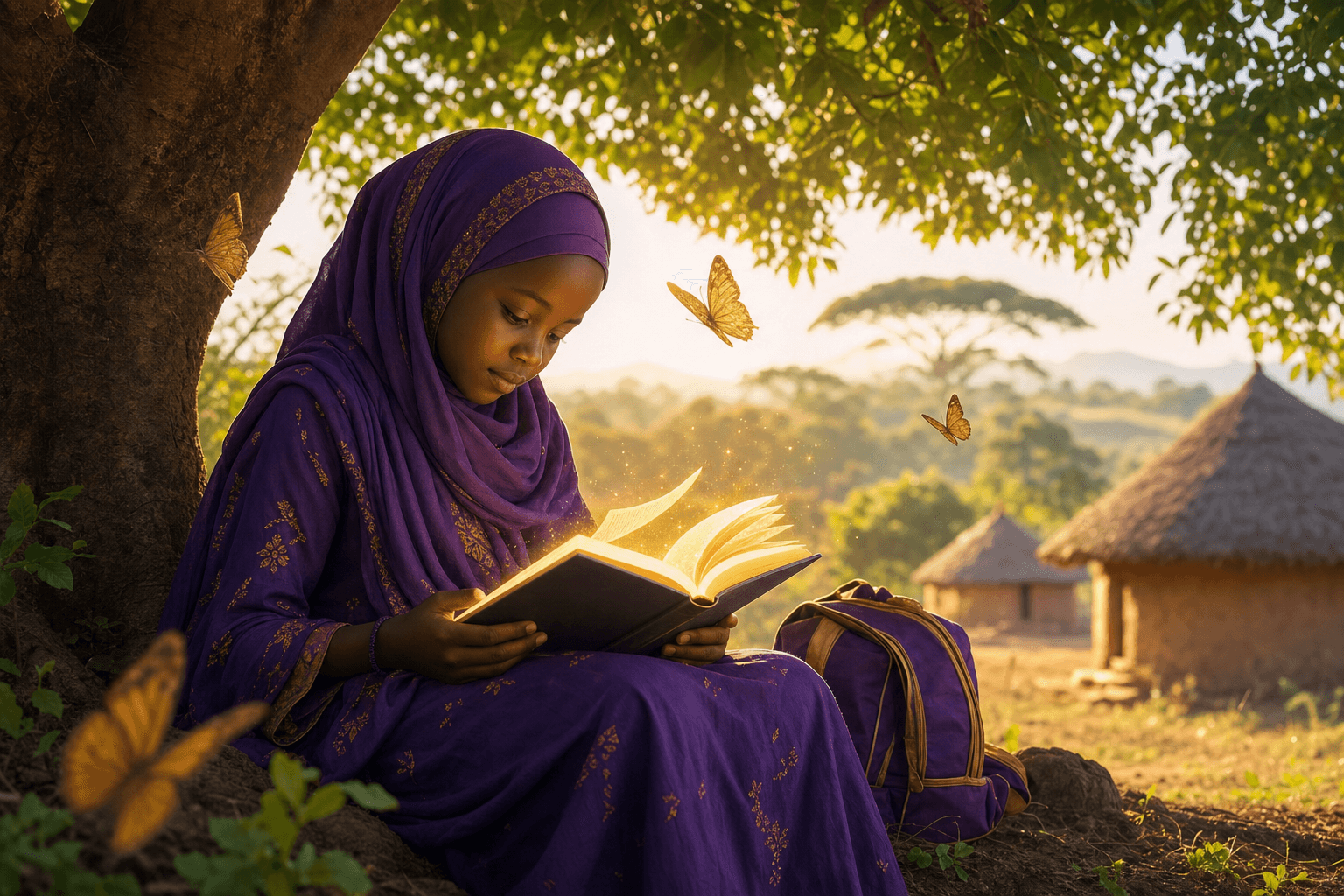 Foundation illustration of a child learning under warm golden light