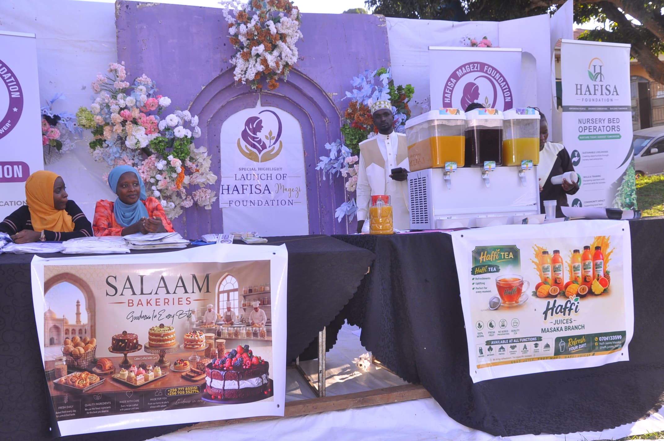 Partner booth with juices, bakeries, and nursery operators